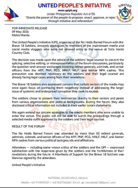 UPi statement on Brave 18 event at Valle Verde Country Club on May 8