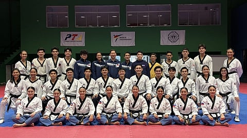 MEMBERS of the SMART/MVPSF PH taekwondo team, led by PTA Secretary-General Raul Samson (standing, 7th from left) strike a pose before a training session for the coming 2026 Asian Taekwondo Championships 19 to 27 May in Ulaanbaatar, Mongolia.