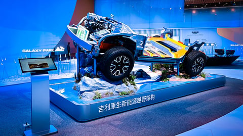 GEELY showed its dedicated new-energy off-road architecture at Auto China 2026 as part of its wider hybrid and electric vehicle display.