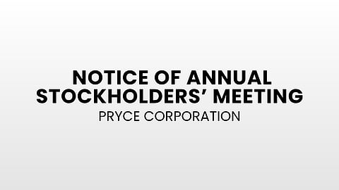 PRYCE CORPORATION: Notice of the Annual Stockholders' Meeting