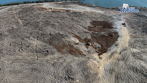An aerial shot shows the Navotas Sanitary Landfill on Monday, 11 May 2026, after a fire was declared out.