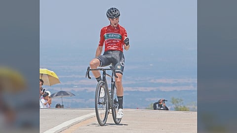 ANTOINE Huby of Eleven Cliqq Roadbike Philippines celebrates after winning Stage 12 of the MPTC Tour of Luzon 2026 that ended at the Daang Kalikasan view deck in Mangatarem town in Pangasinan.