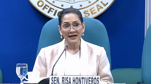 Sen. Risa Hontiveros in a Senate Committee on Health and Demography hearing on May 11.