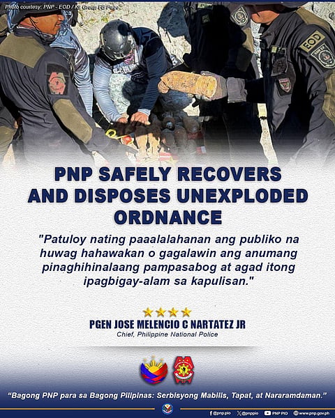 Unexploded ordnance, explosive materials disposed in Rizal and Tarlac