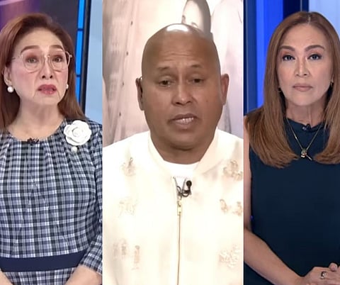 Mel Tiangco (left), Bato Dela Rosa (middle), Karen Davila (right)