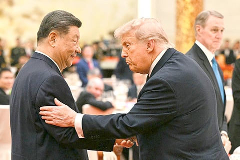 CHINESE President Xi Jinping (left) and President Donald Trump during a state banquet at the Great Hall of the People in Beijing on 14 May 2026. 