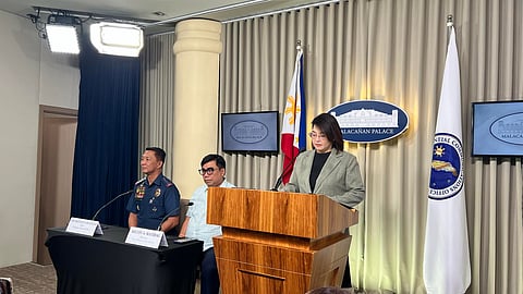 PNP chief, Gen. Jose Melencio Nartatez Jr., NBI Director, Atty Melvin Matibag and Palace press officer, Usec. Claire Castro in a Palace briefing on Thursday. 