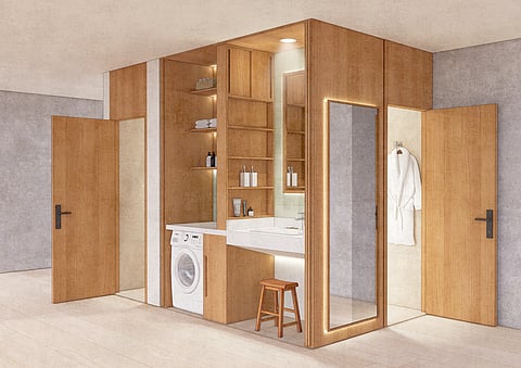 ZONED spaces, adaptive layouts and accessible features define a compact bathroom built for fluid, multigenerational living.