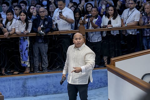 Senator Roland “Bato” Dela Rosa is seen at the Senate session hall after months long of hiatus.