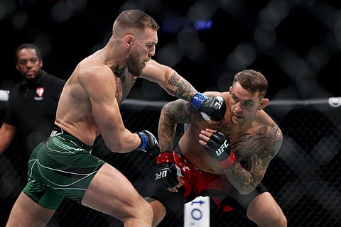 MMA icon Conor McGregor (left) stages a UFC comeback when he battles Max Holloway on 11 July in Las Vegas.