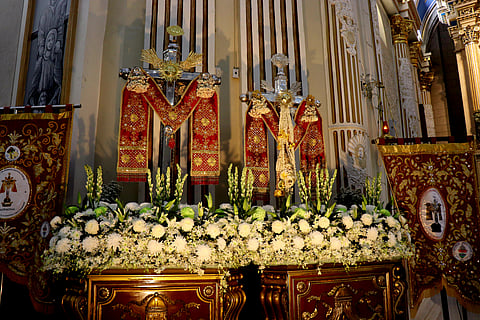 THE two Holy Crosses installed near the altar at the Immaculate Conception Parish Church in Bauan. 