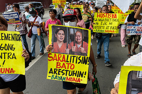 Progressive groups troop to the Senate in Pasay City on Sunday, 18 May 2026, calling for the impeachment of Vice President Sara Duterte as the Senate convenes as an impeachment court for Duterte’s trial.