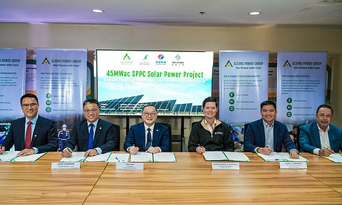 Alsons Power recently signed the Engineering, Procurement, and Construction (EPC) contract with Sinohydro Corporation Limited and POWERCHINA Philippines Corporation for the Phase 1 of the 45 MWac SPPC Solar Power Project in Alabel, Sarangani. Leading the signing ceremony were Alsons Power President and CEO Antonio Miguel B. Alcantara (3rd from right) and POWERCHINA Asia Pacific President Zhou Jiayi (3rd from left).

Also present from Alsons Power were Senior Vice President and Business Manager for Generations Jose Luis R. Angco (rightmost) and Vice President for Business Development and Project Execution Jason D. Soberano (second from right). Representing POWERCHINA were Philippines CEO Zhao Changjie (2nd from left)and Philippines Director Li Hongjiang (leftmost). photo courtesy of alsons power group