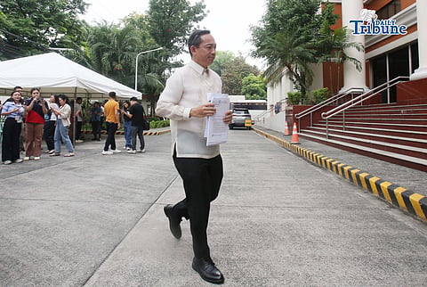 (May 19 2026) ACT Teachers Party-List, House Deputy Minority Leader Rep. Antonio Tinio submits documents against Davao City 1st District Representative Paolo 'Pulong' Duterte before the Office of the Ombudsman in Quezon City on Tuesday, May 19, 2026, in relation to alleged over 80 contracts amounting P4.44 billion flagged for irregularities along the Davao and Matina rivers from 2019 to 2022. Photo/Analy Labor