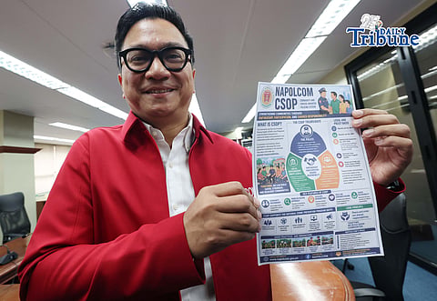 (May 20 2026)  National Police Commission (NAPOLCOM) Commissioner Rarafael Vicente Calinisan talk about the benefits and other preventive problem-solving approaches to crime under the Community and Service Oriented-Policing (CSOP) System during a press conference at the PIA Building in Visayas Avenue, Quezon City on Wednesday, May 20, 2026. Photo/Analy Labor
