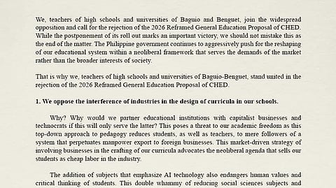 Baguio, Benguet educators urge CHED to scrap revised curriculum proposal

