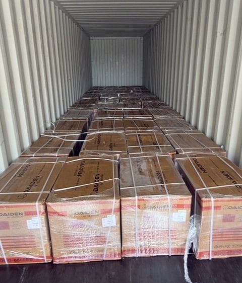BOXES containing 40 portable generators bound for Ukraine await shipment from the Philippines under a humanitarian energy assistance program.