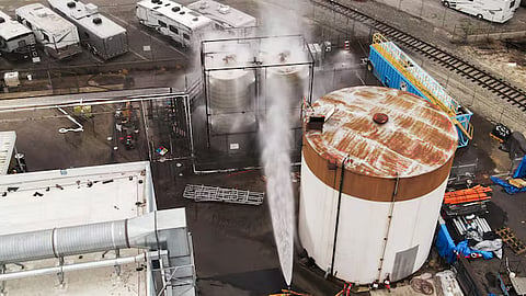 Chemical tank heating up, explosion warned