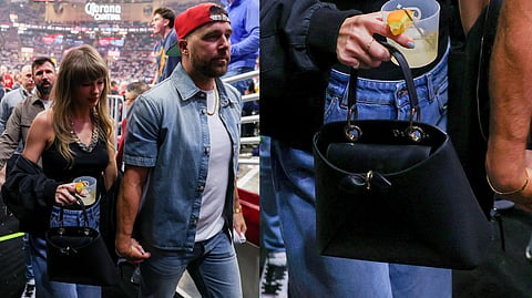 Travis Kelce and Taylor Swift attends the game between the New York Knicks and Cleveland Cavaliers during Game Three of the 2026 Eastern Conference Finals on 23 May, 2026 at Rocket Arena in Cleveland, Ohio.