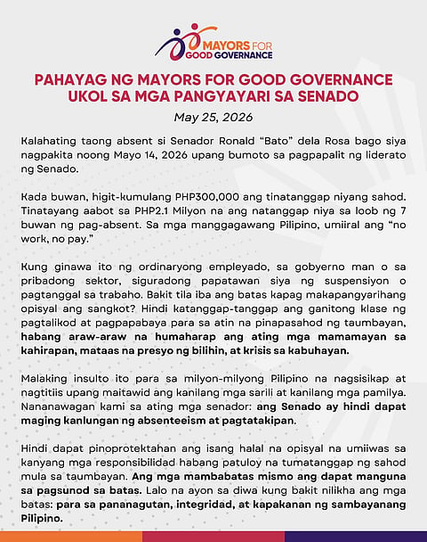 Magalong, mayors say Senate should not be ‘haven’ for absences