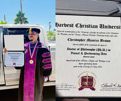 Chris Brown receives honorary doctorate in visual and performing arts