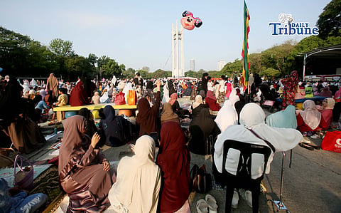 (May 27 2026)  Muslims gather in prayer at the Quezon Memorial Circle in Quezon City on Wednesday, May 27, 2026, as they celebrate Eid’l al-Adha or the Feast of Sacrifice, one of the two most important holidays in the Islamic calendar, honoring the devotion of Prophet Ibrahim (Abraham) and his willingness to sacrifice his son Ismail as an act of obedience to God. Photo/Analy Labor
