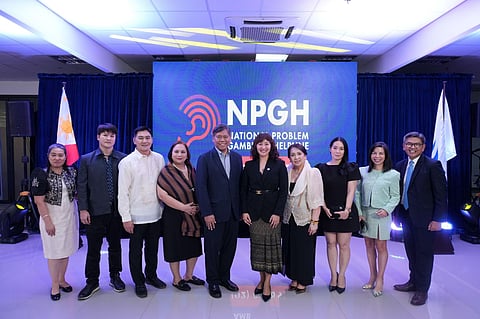 Senior Vice President for Land-Based Operations Daniel Cecilio (5th from left), Assistant Vice President for Gaming Licensing and Development Department Ma. Vina. Claudette Oca (center), Seagulls Flock Organization Inc. Chairperson Teresita Castillo (4th from right) as well as other VIPs including Winford Manila Foundation, Inc. VP for Gaming Operations Darwin Cusi, NewCoastLeisure Foundation Inc. Chairman She Reyes, Dongwon Heritage Foundation Inc. Assistant Manager for Internal Audit Reynaldo Chua Jr., Thunderbird Foundation Inc. Chairman and President Allee Lourdes Sun, and Thunderbird Foundation Inc. Corporate Finance Head Aurora Irene Pitahin pose for a photo for the launch of the 24/7 National Problem Gambling Helpline on May 26 at the PAGCOR Corporate Office in Pasay City.

