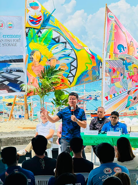 Congressman Rommal Angara of the Lone District Aurora speak at the groundbreaking ceremony of the P95-million Dingalan Fish Port and 10 metric ton Ice Plant and Ice Storage Facilities at Barangay Paltic in the town of Dingalan, Aurora on 28 May 2026.