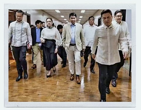 Minority senators walk out of the Senate plenary hall in protest during a session on Wednesday. Their dramatic departure drew countless funny and sharp remarks from netizens across social media platforms.