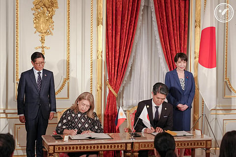 OFFICIALS from the Philippine and Japanese governments ink an agreement upgrading the two countries’ ties to a Comprehensive Strategic Partnership ahead of the 70th anniversary of diplomatic relations between the two nations this year. From left to right: President Ferdinand R. Marcos Jr., Philippine Ambassador to Japan Mylene J. Garcia-Albano, Japanese Ambassador to the Philippines Endo Kazuya, and Japanese Prime Minister Sanae Takaichi. 