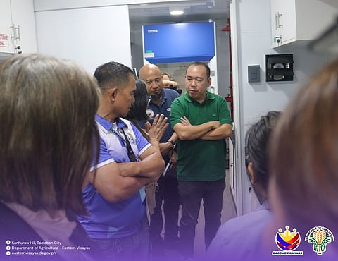 Southern Leyte Second District Rep. Cristopher Yap listens as a staff of the Departmentt of Agriculture regional office conducts a briefing on how the mobile soil laboratory works.