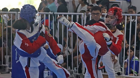 JANIYAH Jose of Central Luzon fights her way to a taekwondo bronze medal in the 66th Palarong Pambansa.