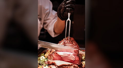 A CHEF carves a premium roast during a dining service at Hotel Okura Manila. The hotel’s Father’s Day Kisetsu Buffet on 21 June will feature a Dijon-herbed roasted Sherwagyu A5 Japanese Chuck Eye Roll alongside a selection of Japanese specialties as part of its month-long ‘Keisho: A Father’s Day Celebration’ promotion.
