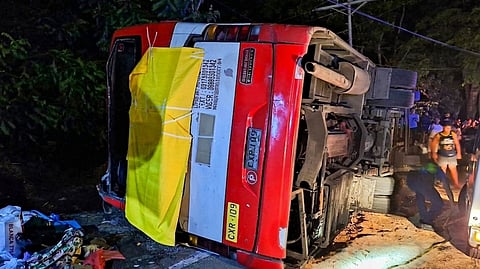 LOCAL authorities assist emergency teams as they respond to a bus collision along Marcos Highway in Tuba, Benguet. Reports disclosed that at least 67 passengers were injured and were transported to nearby hospitals.