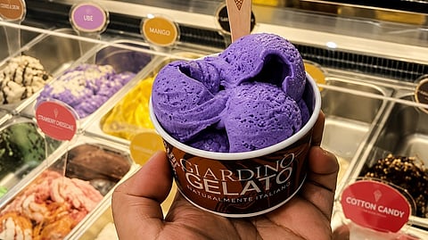 UBE gelato on display, highlighting one of the featured treats in SM Supermalls' Ube Nation campaign.