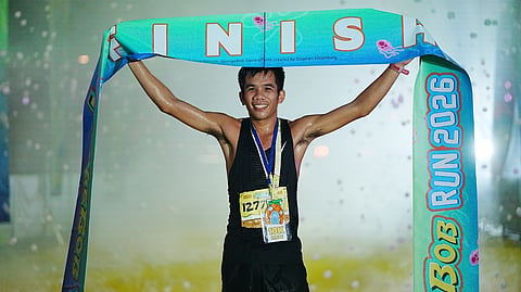 RITCHIE Estampador crosses the finish line to conquer the SpongeBob Run 2026 as the Ayala Triangle Gardens in Makati.
