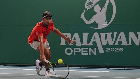 CHRISTOPHER Papa displays his brilliance in booking a masterful 6-4, 6-4 win over Alberto Lim Jr. in the men’s singles event final of the Palawan Open 2026.