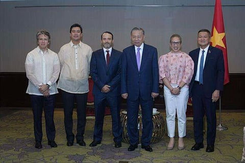 TOP Aboitiz Group officials met with Vietnamese President To Lam (fourth from left) on the first day of his state visit to the Philippines. With the Vietnamese leader are (from left) AboitizPower chief corporate services officer Carlos Aboitiz, AboitizPower chief financial officer Sandro Aboitiz, Aboitiz Foods president and CEO Tristan Aboitiz, Aboitiz InfraCapital president and CEO Cosette Canilao, and Aboitiz Equity Ventures chief corporate external affairs officer DJ Sta. Ana.