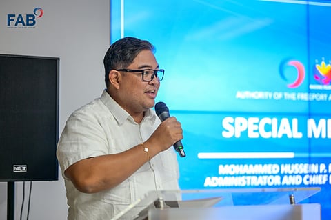 AFAB Administrator and CEO Mohammed Hussein P. Pangandaman speaking during the ARTA Leadership Conference held at the administration building in Mariveles, Bataan on 27 May 2026.