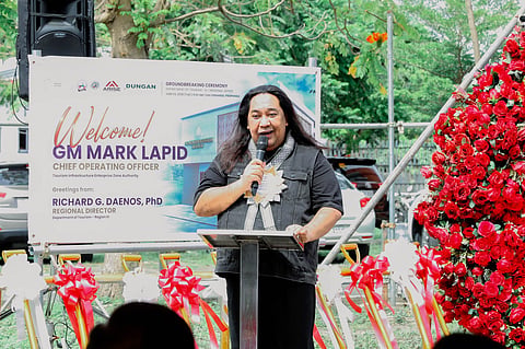 DOT Central Luzon Director Dr. Richard Daenos delivers his speech during the groundbreaking of the new DOT3 regional office along Tourism Road at Barangay Calulut in the City of San Fernando, Pampanga on 2 June 2026.