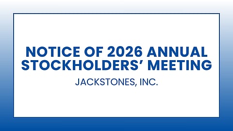 Jackstones, Inc.: Notice of 2026 Annual Stockholders' Meeting