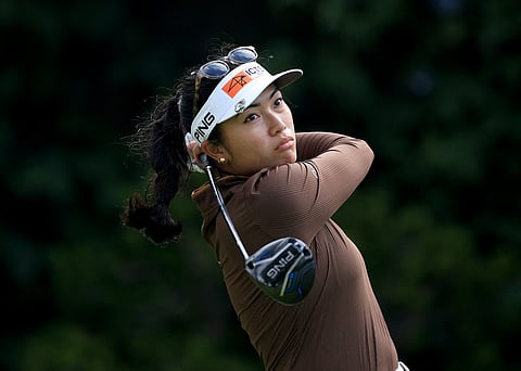 BIANCA Pagdanganan tees off on the 11th hole during the opening round of the 2026 US Women’s Open presented by Ally at Riviera Country Club on Thursday in Pacific Palisades, California.
