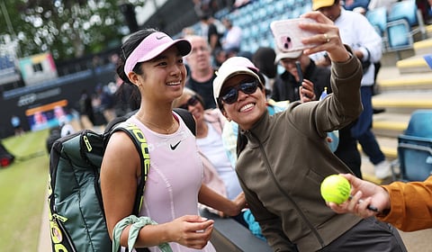ALEX Eala is simply having a ball while playing on grass. 