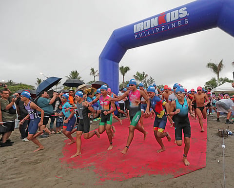 YOUNG athletes showcase eagerness and resolve as they launch their bids in the IRONKIDS triathlon and aquathlon ahead of the IRONMAN double header on Sunday in Subic Bay.    