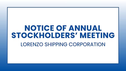 Lorenzo Shipping Corporation: Notice of Annual Stockholders' Meeting