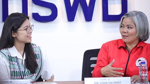 DEPARTMENT of Social Welfare and Development director Elma Salamat (right) discusses the Tara, Basa tutoring initiative during a media forum hosted by agency director Dianne Ruiz. Salamat highlighted the program's 20-day tutorial sessions and cash-for-work component, which currently supports more than 133,000 student and parent beneficiaries nationwide in its fourth year.