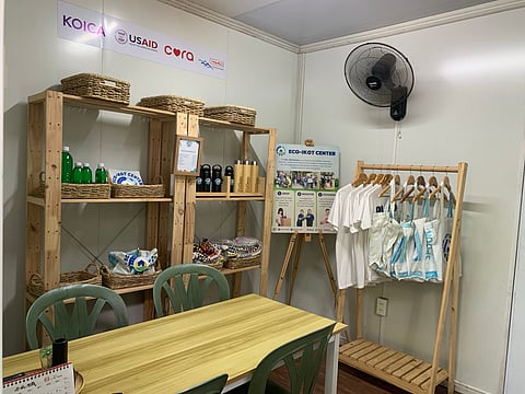 RECYCLED products are displayed at the Eco-Ikot Center, a community-based initiative supporting the rehabilitation of Manila Bay and strengthening local waste management practices. 