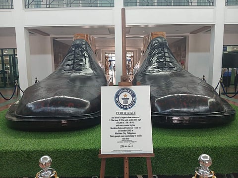MARIKINA giant shoes displayed at the city hall