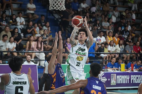 CARLO Lastimosa sizzles with 21 points to lead the Biñan Tatak Gel to a 103-73 win over Marikina in the MPBL 2026 Season in Cainta on Monday.