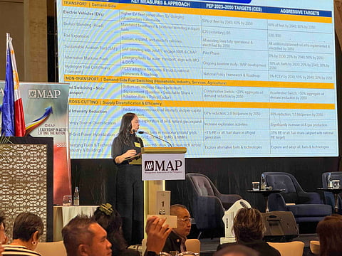 Energy Secretary Sharon S. Garin speaks at an Energy Forum hosted by the Management Association of the Philippines on Wednesday. 